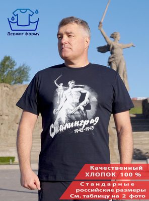 Футболка Сталинград Мамаев курган темно-синяя хлопковая